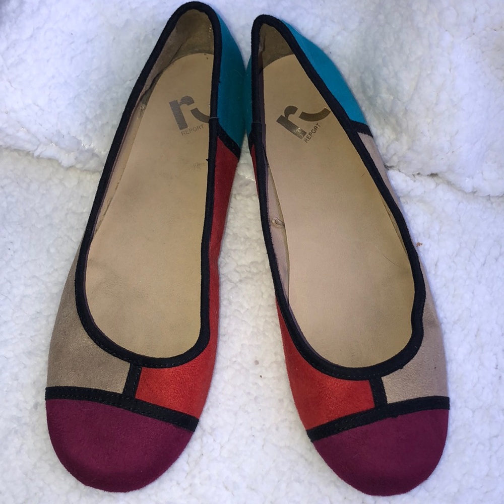 Report flats jewel tone color block shoes 9.5 EUC